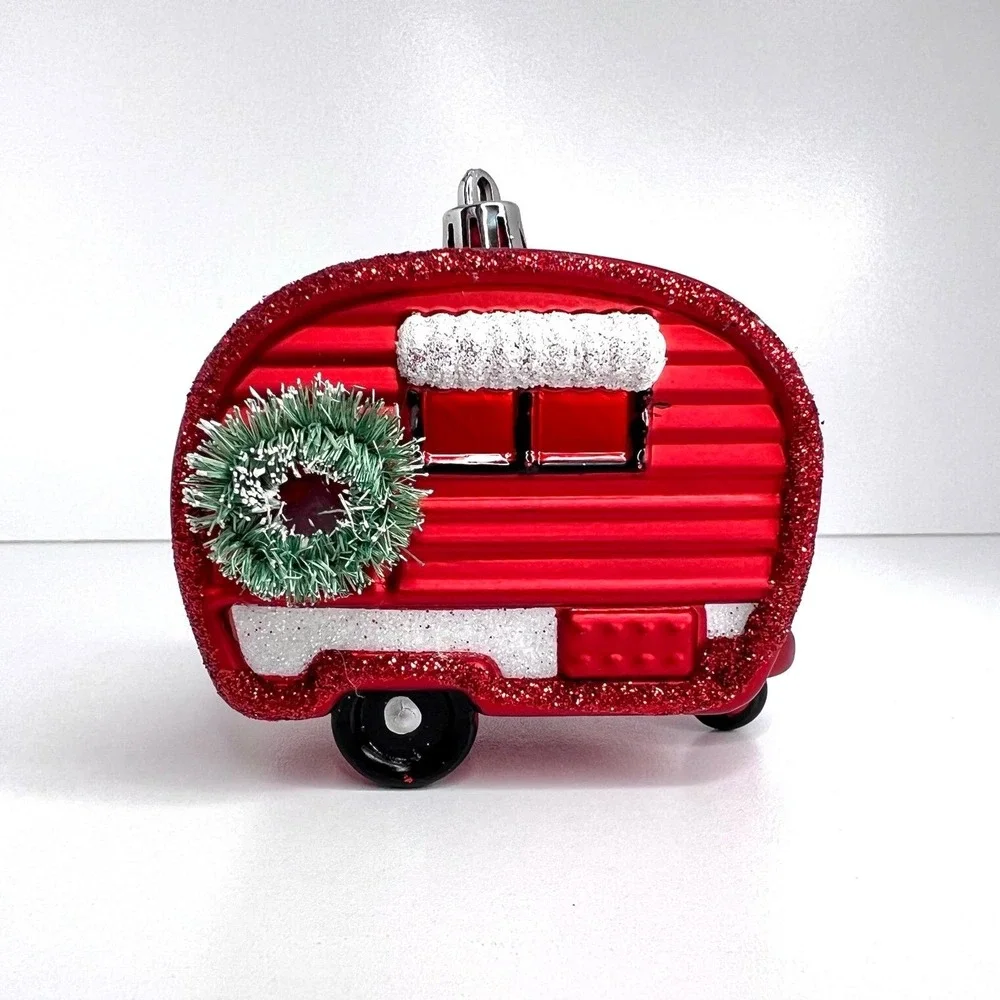 Camper Retro Red‎ Christmas Ornament Shatterproof